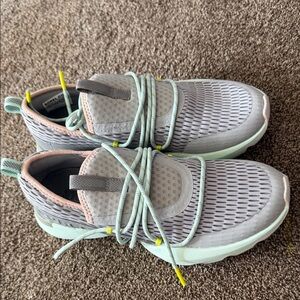 Sorel Women's Gray Knit Sneakers with Mint and Pink Accents